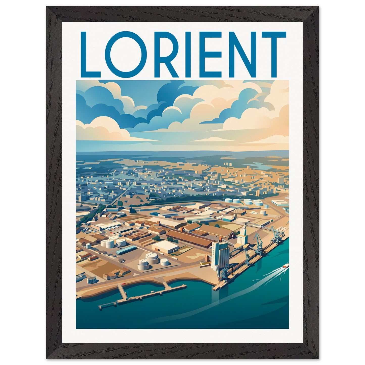 Affiche Lorient - Encadrée, cadre noir 30x40 cm