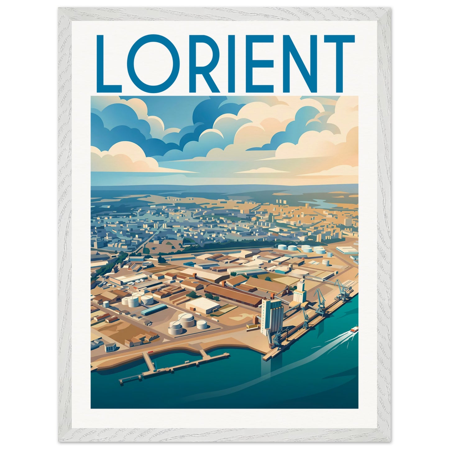 Affiche Lorient - Encadrée, cadre blanc 45x60 cm