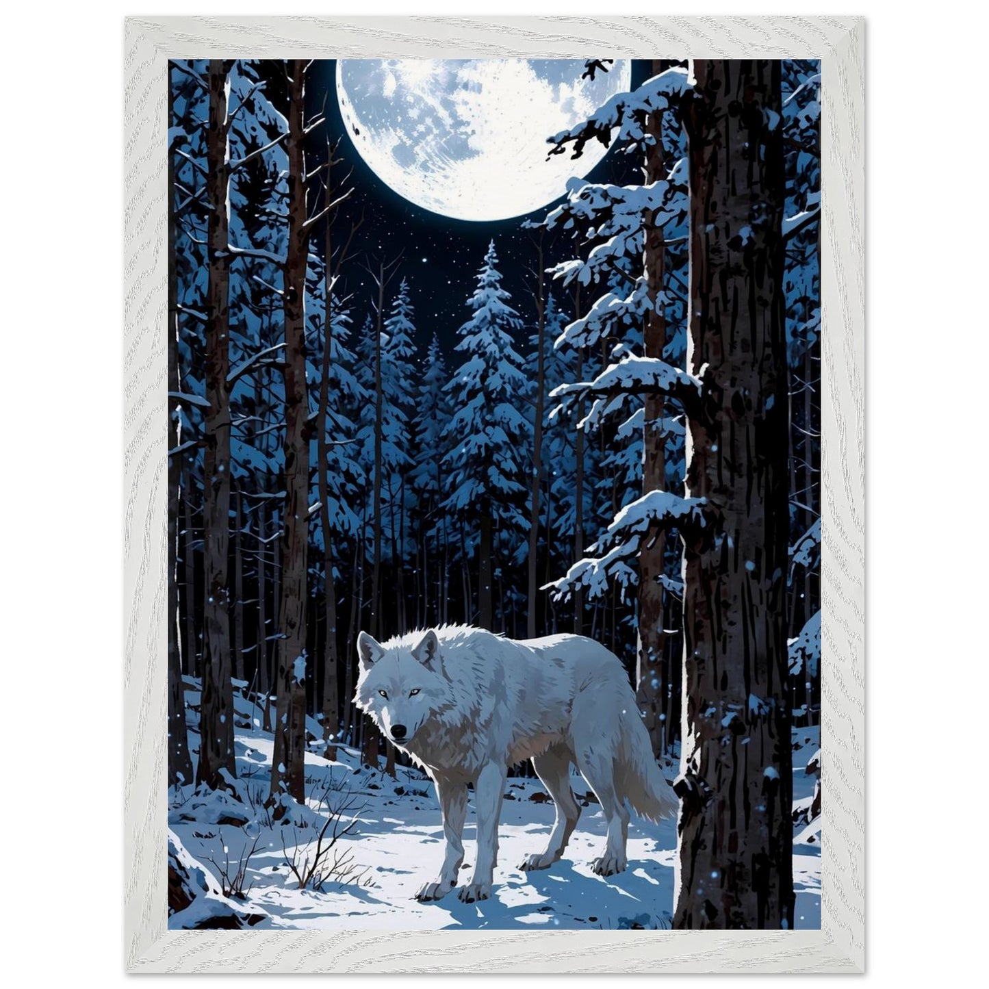 Affiche Louve blanche Encadrée, cadre blanc 30x40 cm