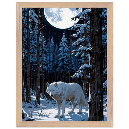 Affiche Louve blanche Encadrée, cadre bois 30x40 cm