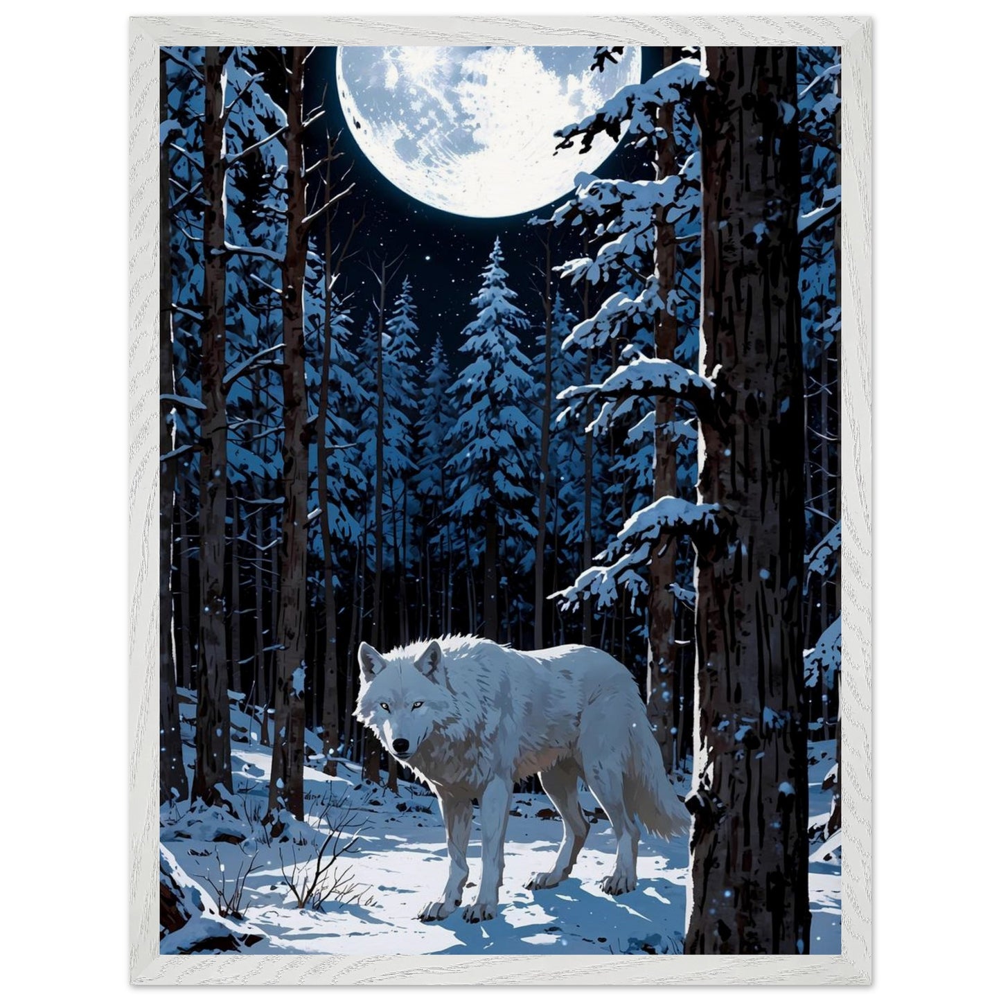 Affiche Louve blanche Encadrée, cadre blanc 45x60 cm