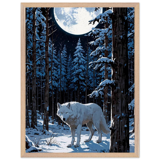 Affiche Louve blanche Encadrée, cadre bois 45x60 cm