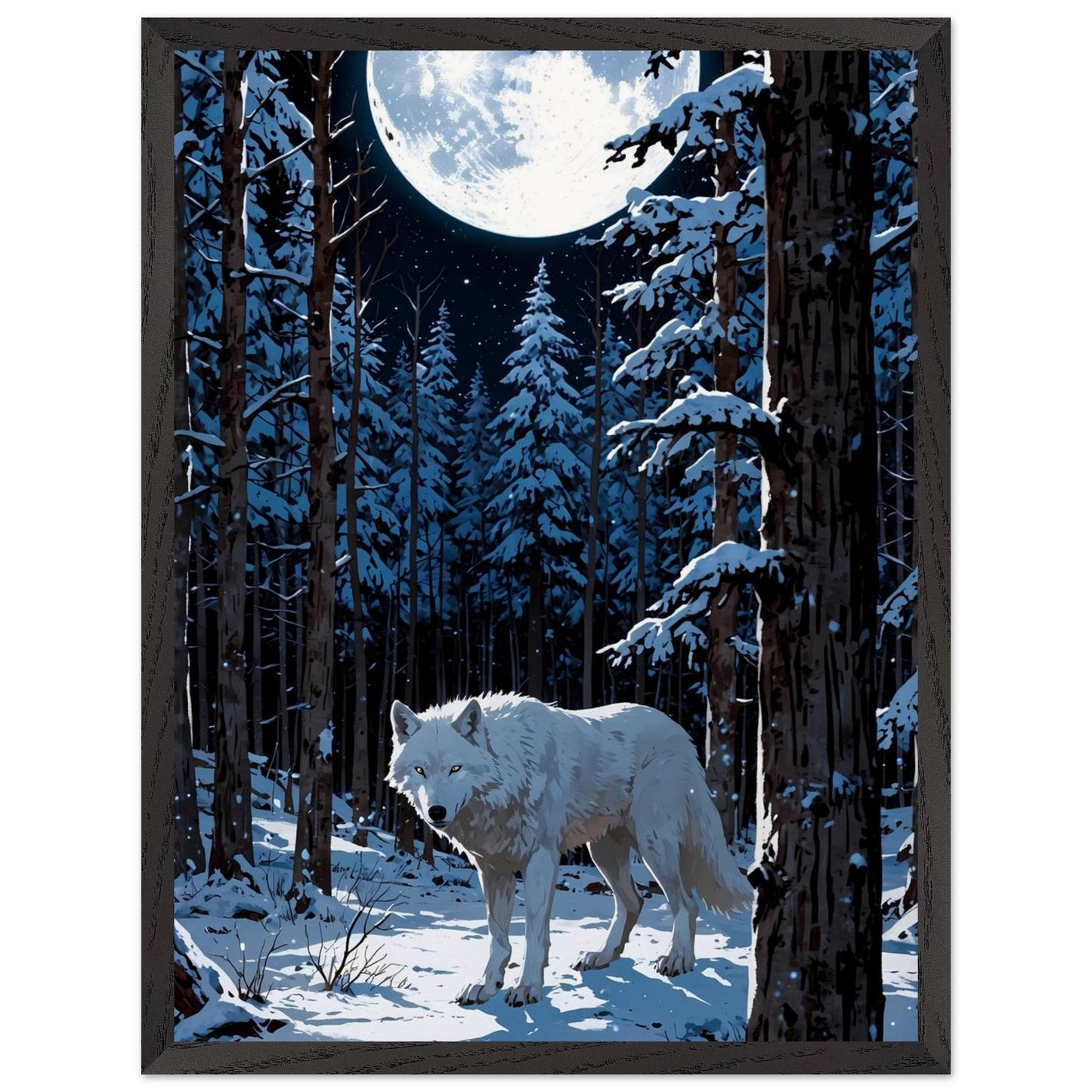 Affiche Louve blanche Encadrée, cadre noir 45x60 cm