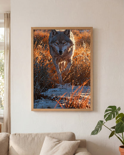 Affiche Louve Encadrée, mockup en situation dans un interieur, Muchimura