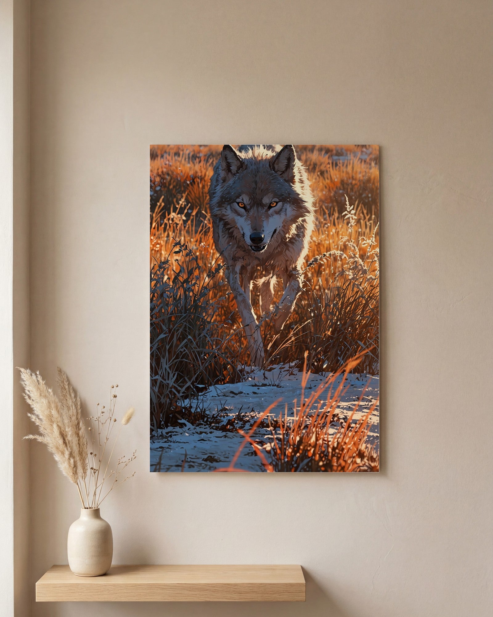 Affiche Louve, mockup sur un mur epure, Muchimura