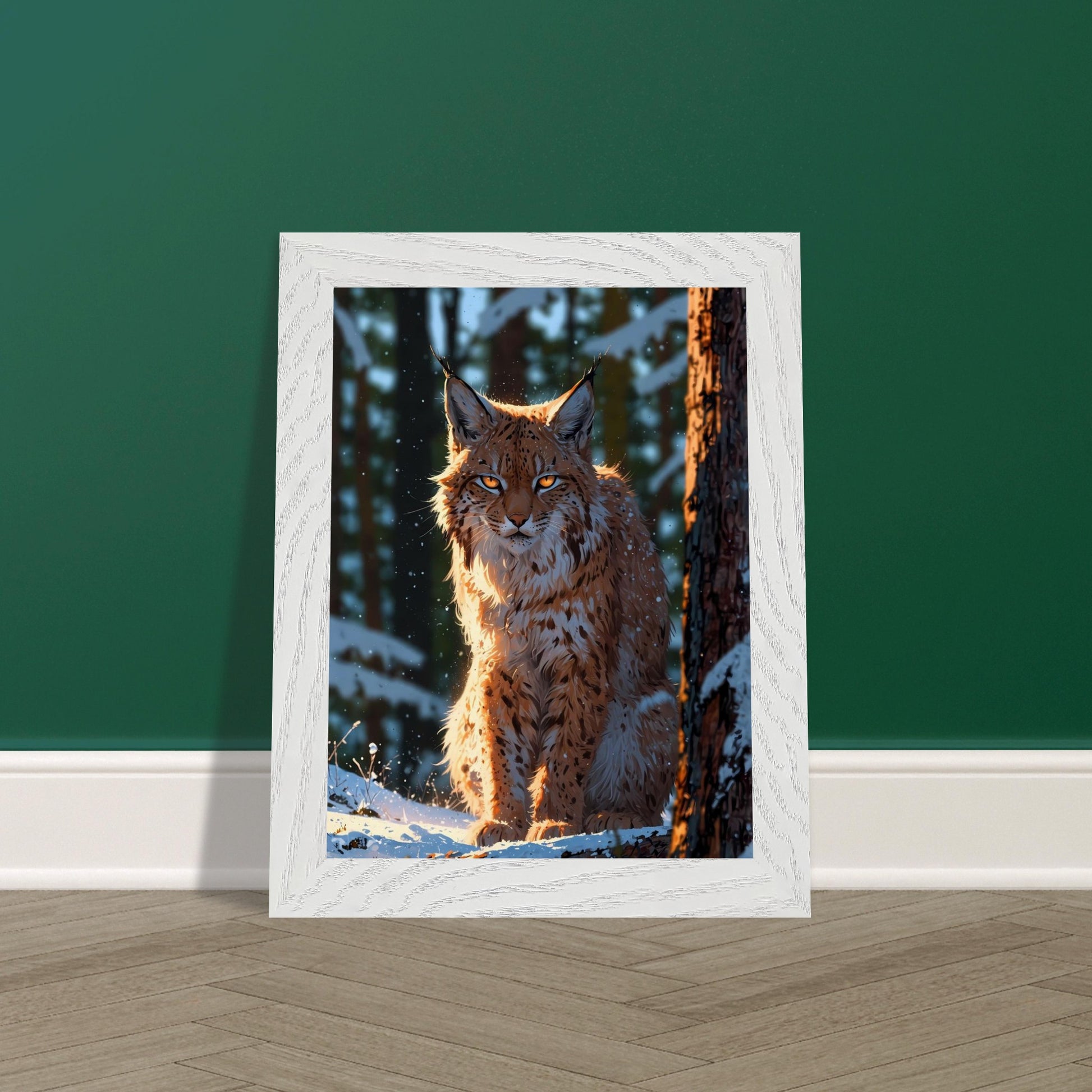 Affiche Lynx boréal Encadrée, cadre blanc 15x20 cm