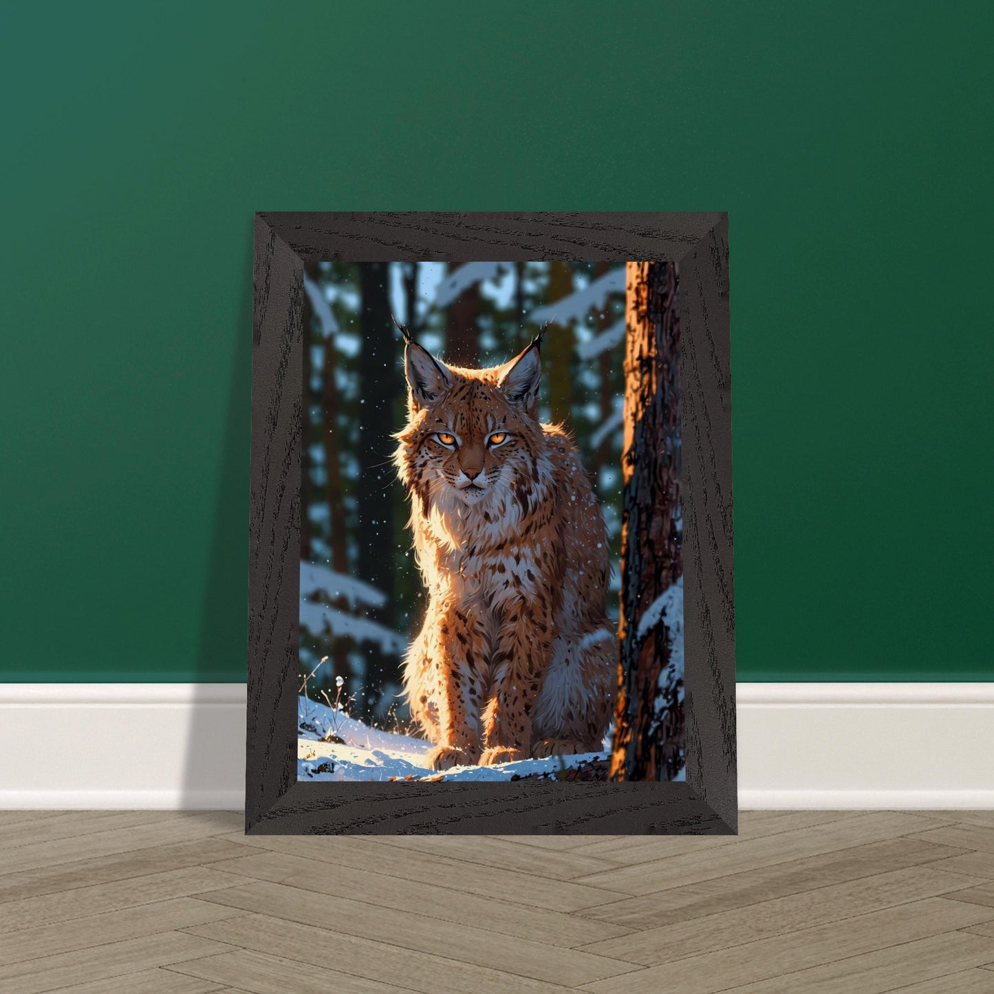 Affiche Lynx boréal Encadrée, cadre noir 15x20 cm