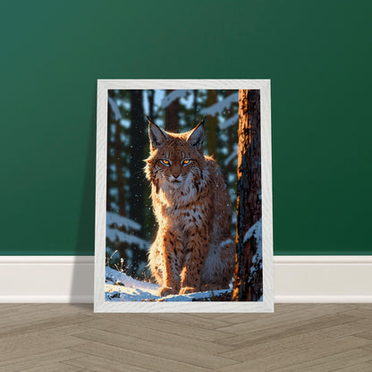 Affiche Lynx boréal Encadrée, cadre blanc 30x40 cm