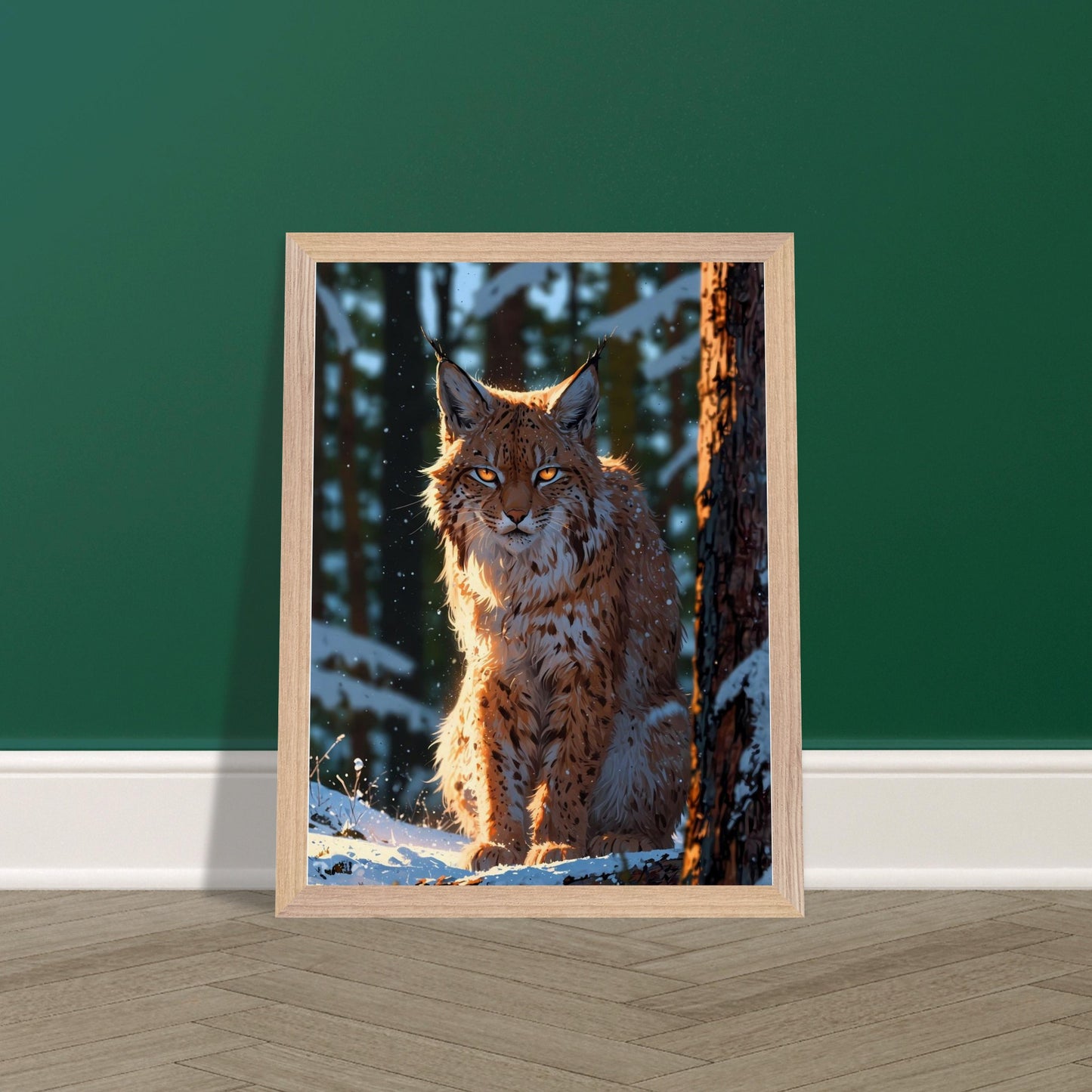 Affiche Lynx boréal Encadrée, cadre bois 30x40 cm