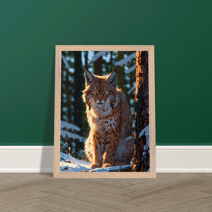 Affiche Lynx boréal Encadrée, cadre bois 30x40 cm