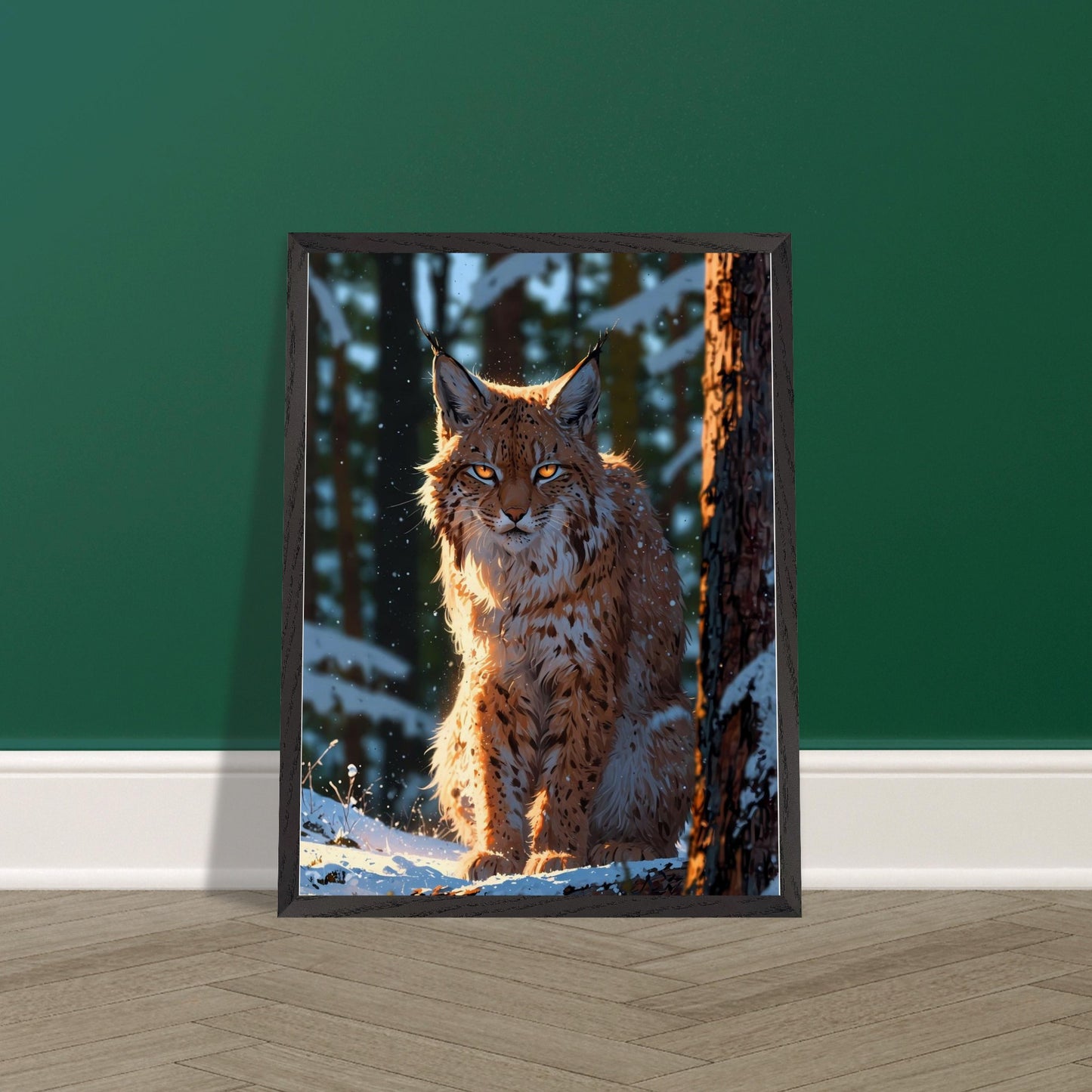 Affiche Lynx boréal Encadrée, cadre noir 45x60 cm