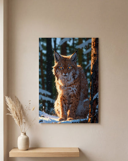 Affiche Lynx Boréal, mockup sur un mur epure, Muchimura