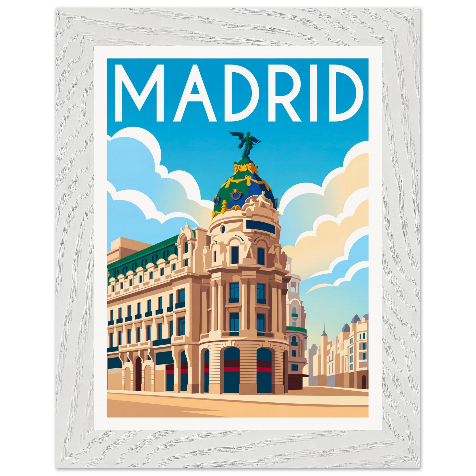 Affiche Madrid - Encadrée, cadre blanc 15x20 cm