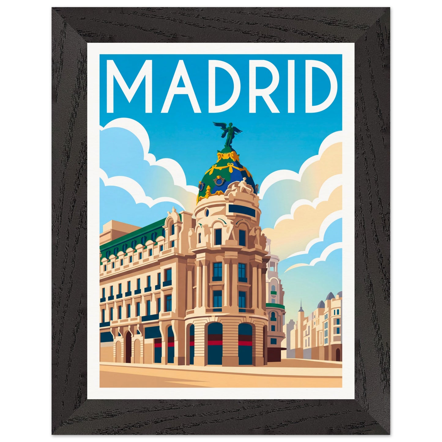 Affiche Madrid - Encadrée, cadre noir 15x20 cm