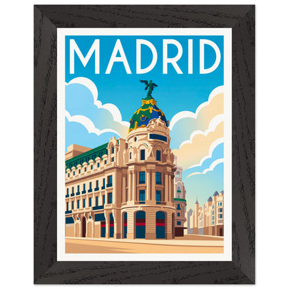 Affiche Madrid - Encadrée, cadre noir 15x20 cm