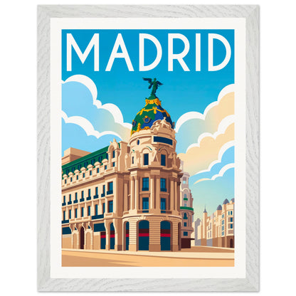 Affiche Madrid - Encadrée, cadre blanc 30x40 cm