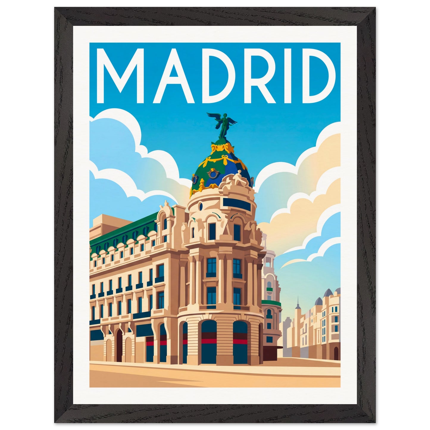Affiche Madrid - Encadrée, cadre noir 30x40 cm