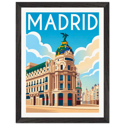 Affiche Madrid - Encadrée, cadre noir 30x40 cm