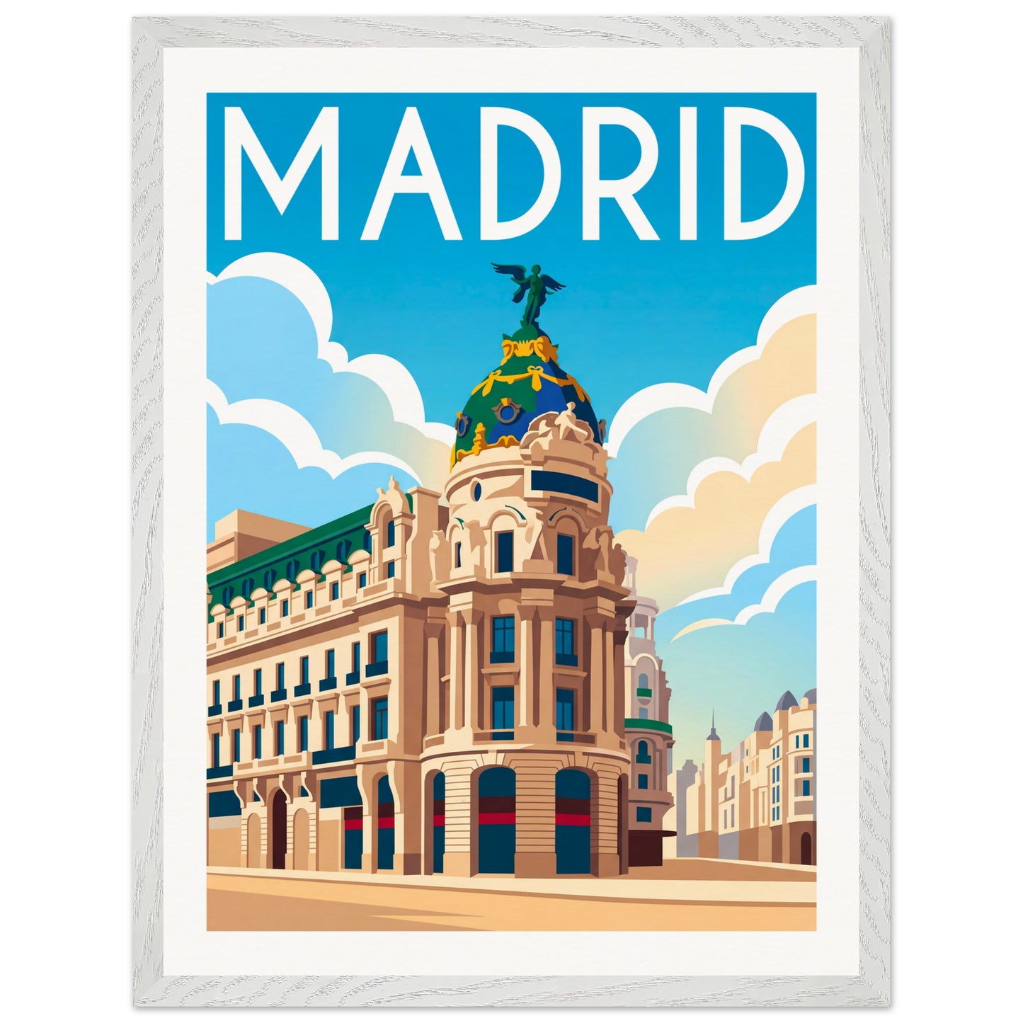 Affiche Madrid - Encadrée, cadre blanc 45x60 cm