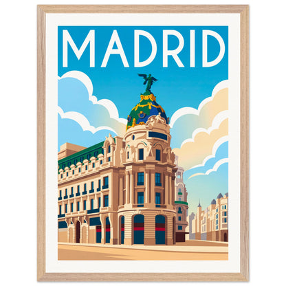 Affiche Madrid - Encadrée, cadre bois 45x60 cm