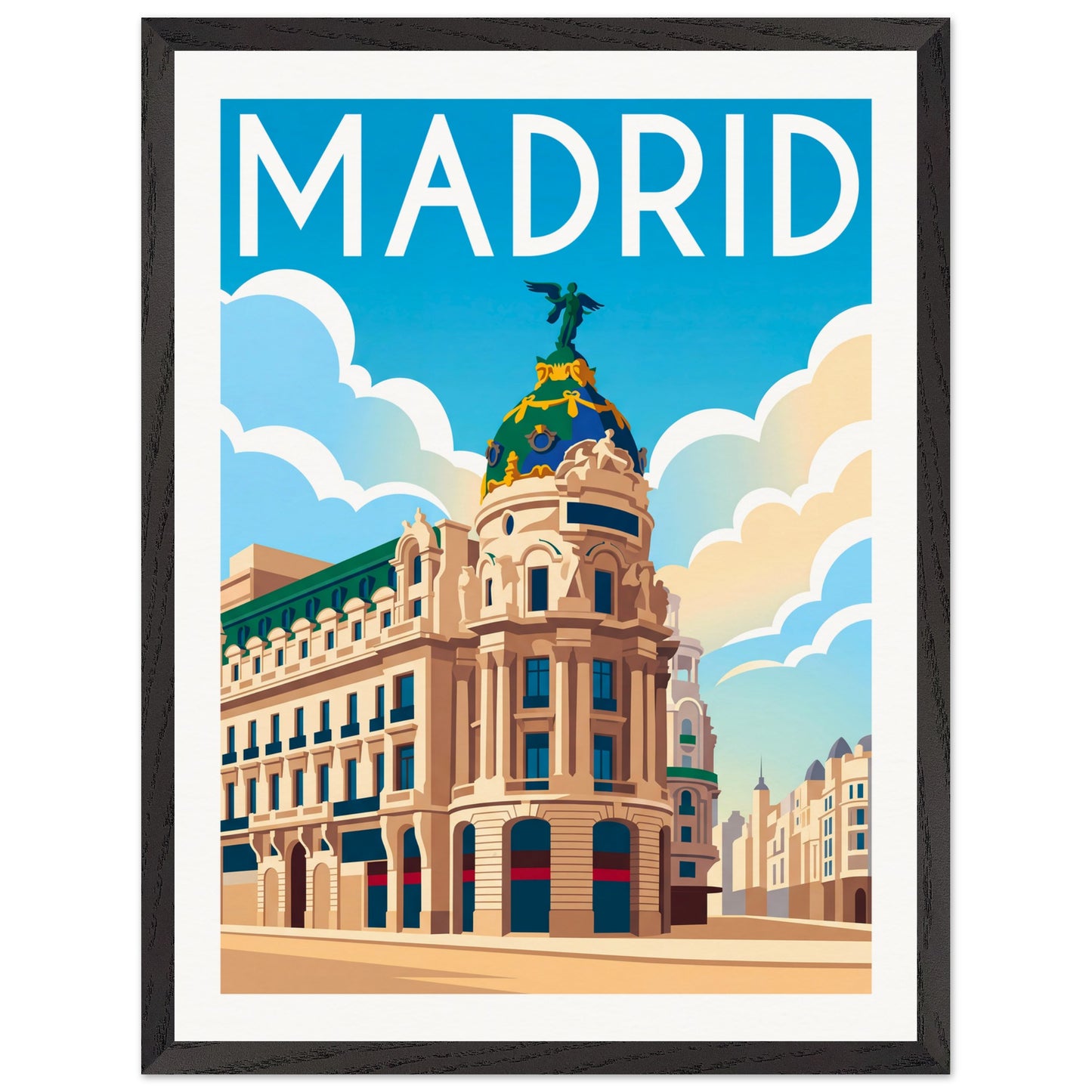 Affiche Madrid - Encadrée, cadre noir 45x60 cm