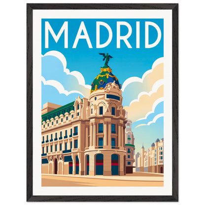 Affiche Madrid - Encadrée, cadre noir 45x60 cm