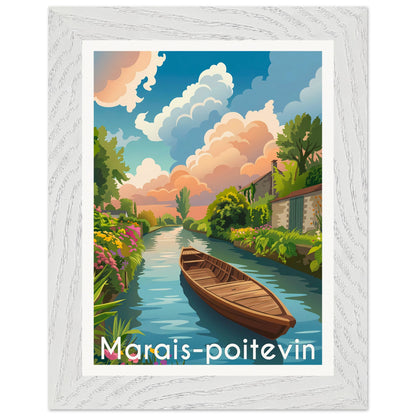 Affiche Marais Poitevin - Encadrée, cadre blanc 15x20 cm