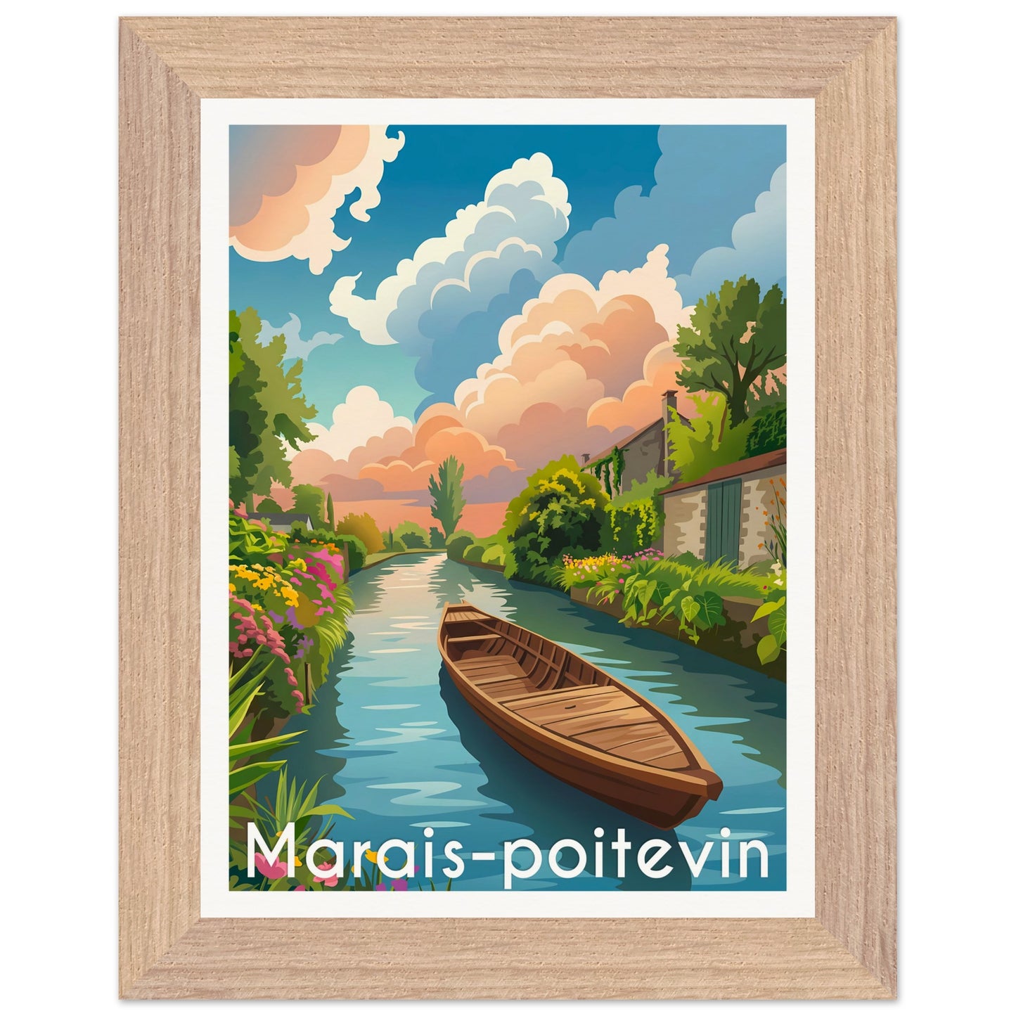 Affiche Marais Poitevin - Encadrée, cadre bois 15x20 cm