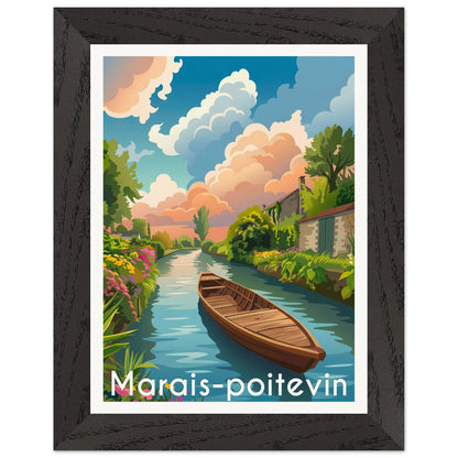Affiche Marais Poitevin - Encadrée, cadre noir 15x20 cm