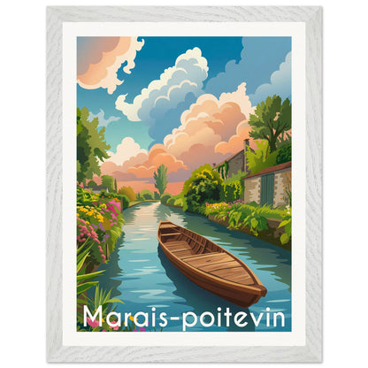Affiche Marais Poitevin - Encadrée, cadre blanc 30x40 cm