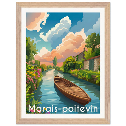 Affiche Marais Poitevin - Encadrée, cadre bois 30x40 cm