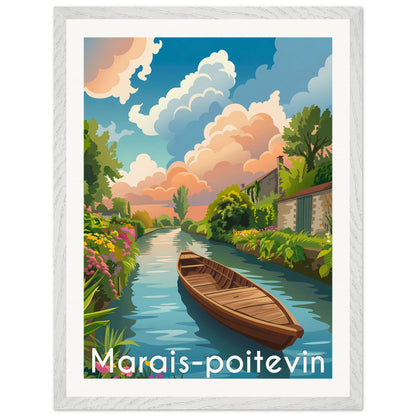 Affiche Marais Poitevin - Encadrée, cadre blanc 45x60 cm