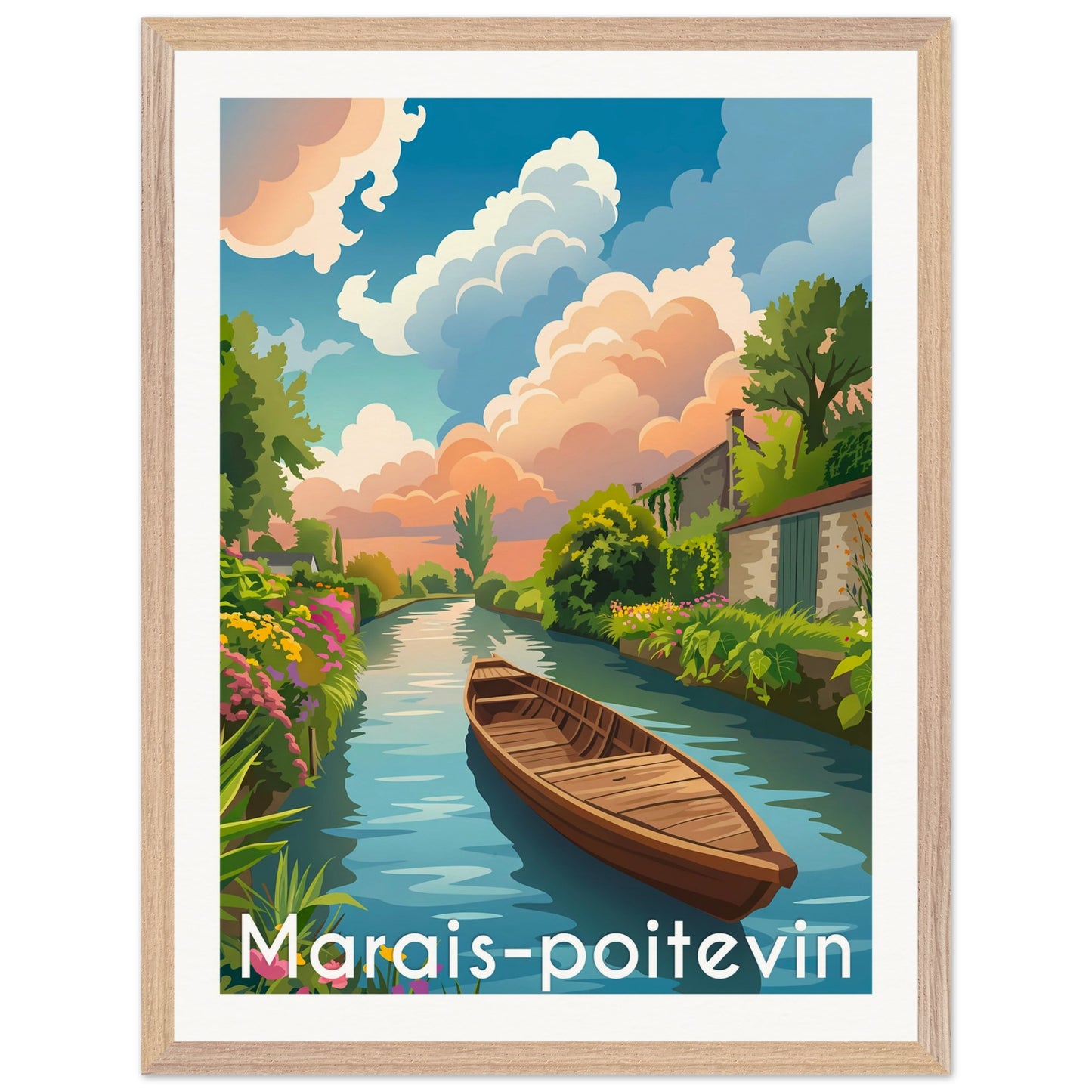 Affiche Marais Poitevin - Encadrée, cadre bois 45x60 cm