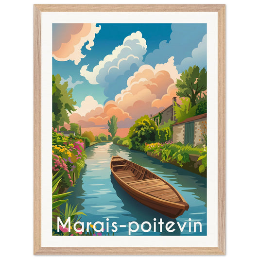 Affiche Marais Poitevin - Encadrée, cadre bois 45x60 cm