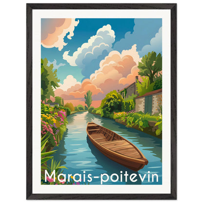 Affiche Marais Poitevin - Encadrée, cadre noir 45x60 cm