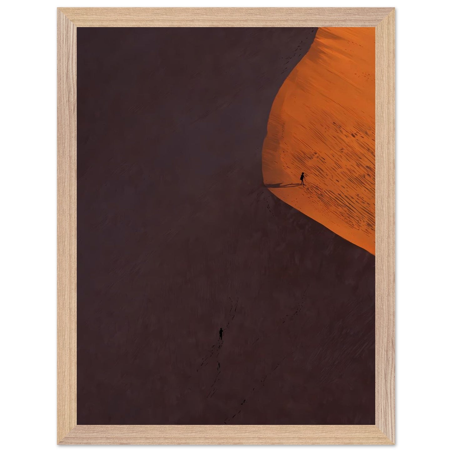 Affiche Marcheur solitaire Encadrée, cadre bois 30x40 cm