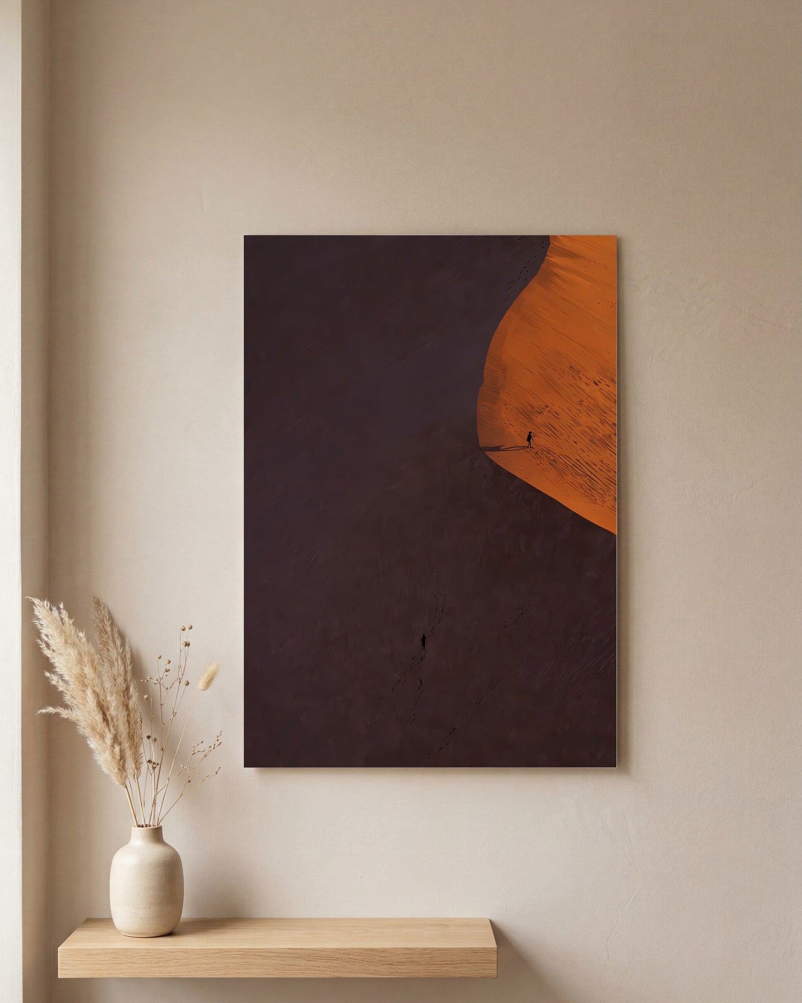Affiche Marcheur Solitaire, mockup sur un mur epure, Muchimura