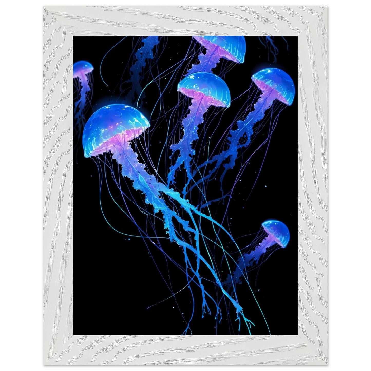 Affiche Méduse lumineuse Encadrée, cadre blanc 15x20 cm