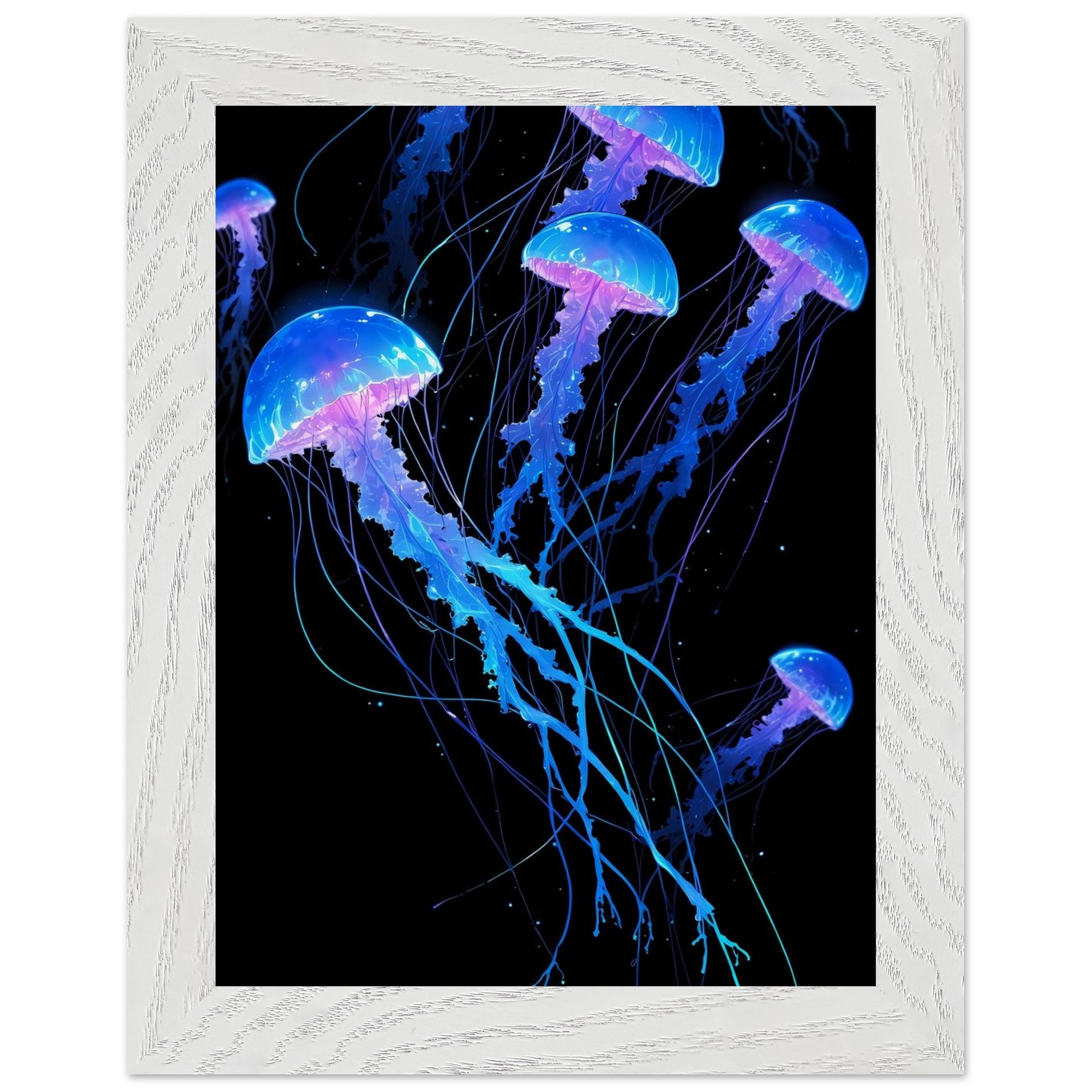 Affiche Méduse lumineuse Encadrée, cadre blanc 15x20 cm