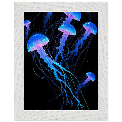 Affiche Méduse lumineuse Encadrée, cadre blanc 15x20 cm