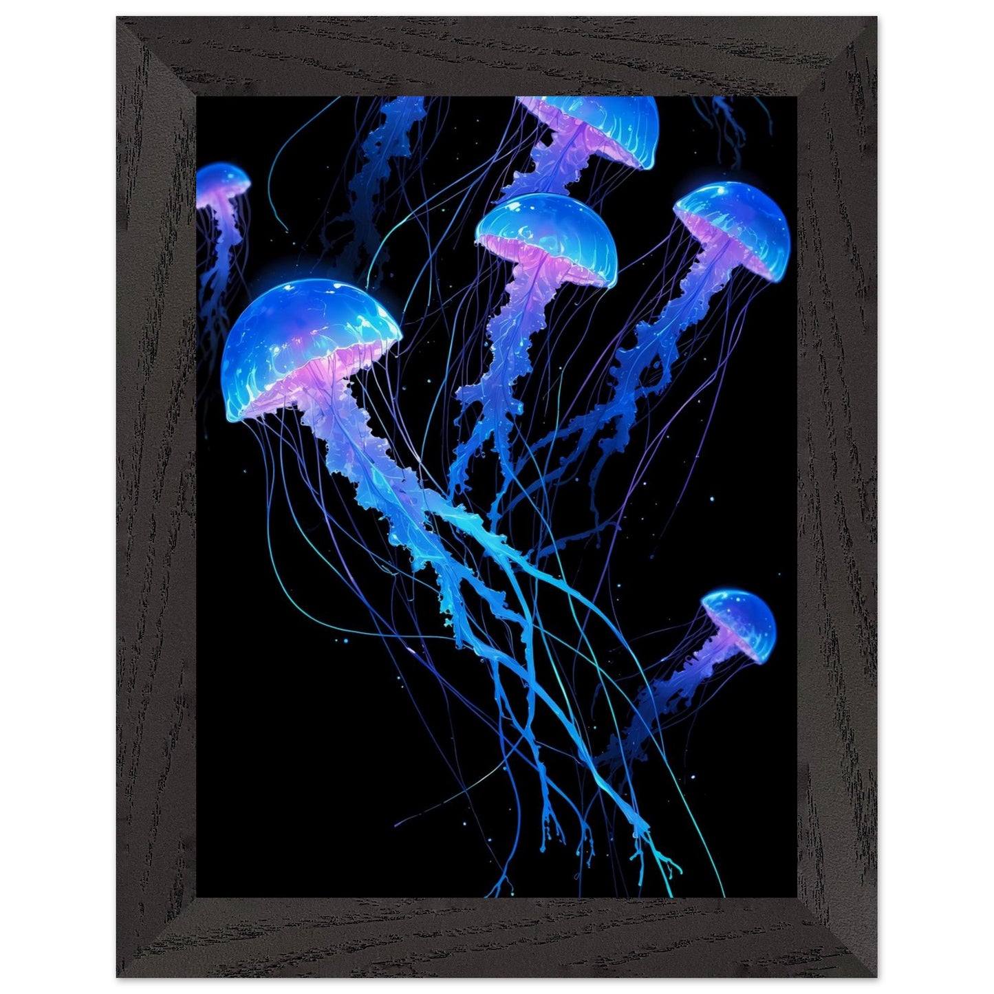Affiche Méduse lumineuse Encadrée, cadre noir 15x20 cm