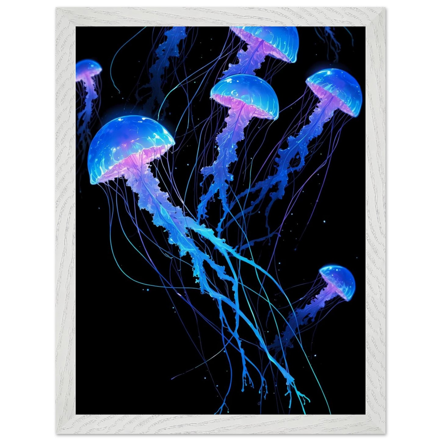 Affiche Méduse lumineuse Encadrée, cadre blanc 30x40 cm