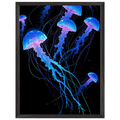 Affiche Méduse lumineuse Encadrée, cadre noir 45x60 cm