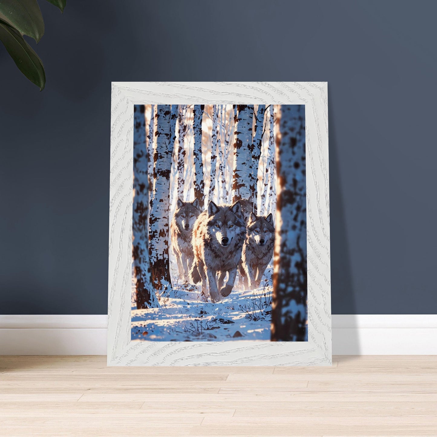 Affiche Meute de loups Encadrée, cadre blanc 15x20 cm