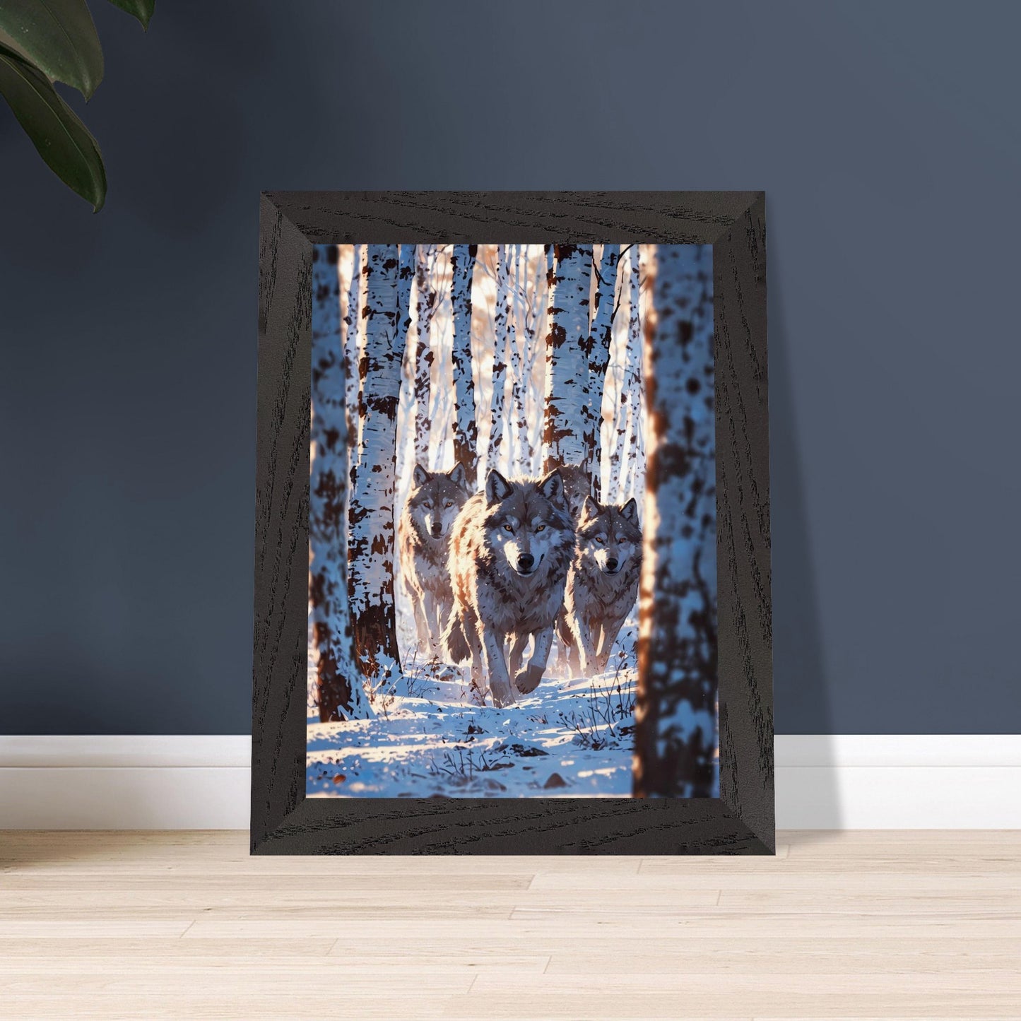 Affiche Meute de loups Encadrée, cadre noir 15x20 cm