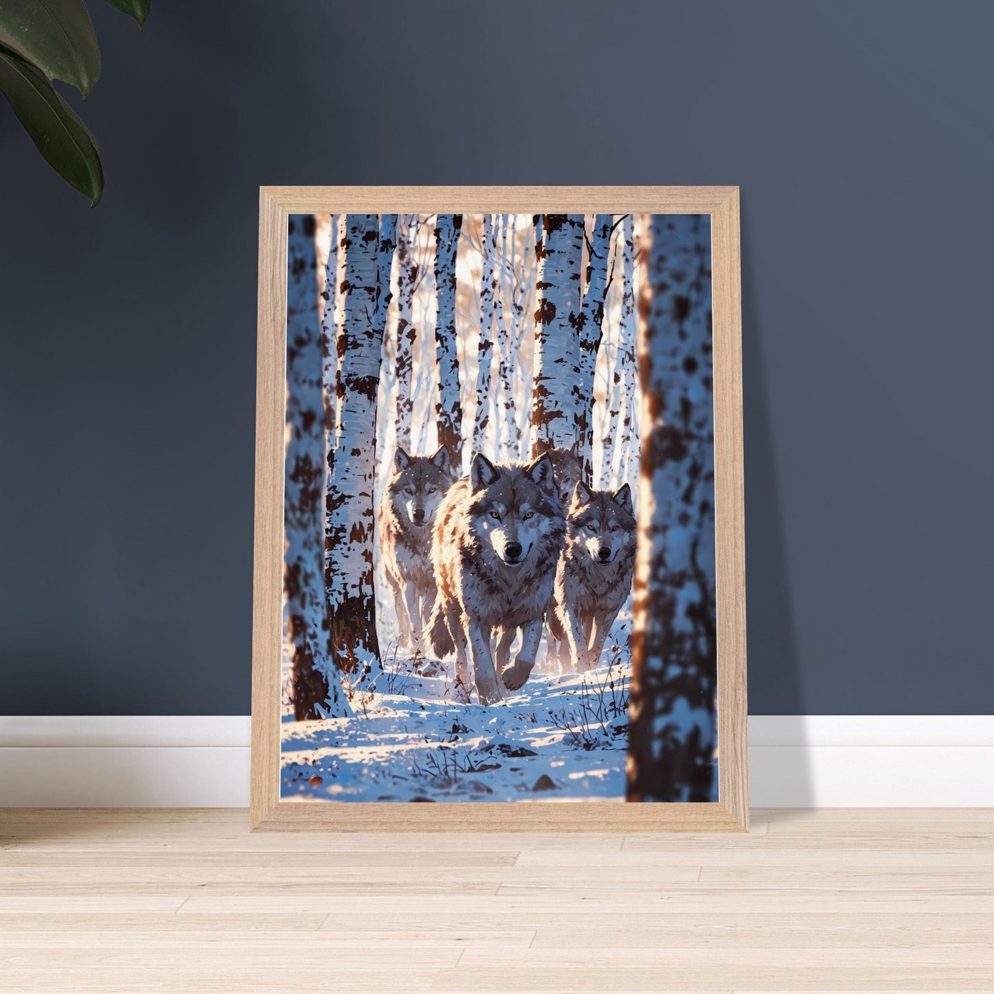 Affiche Meute de loups Encadrée, cadre bois 30x40 cm