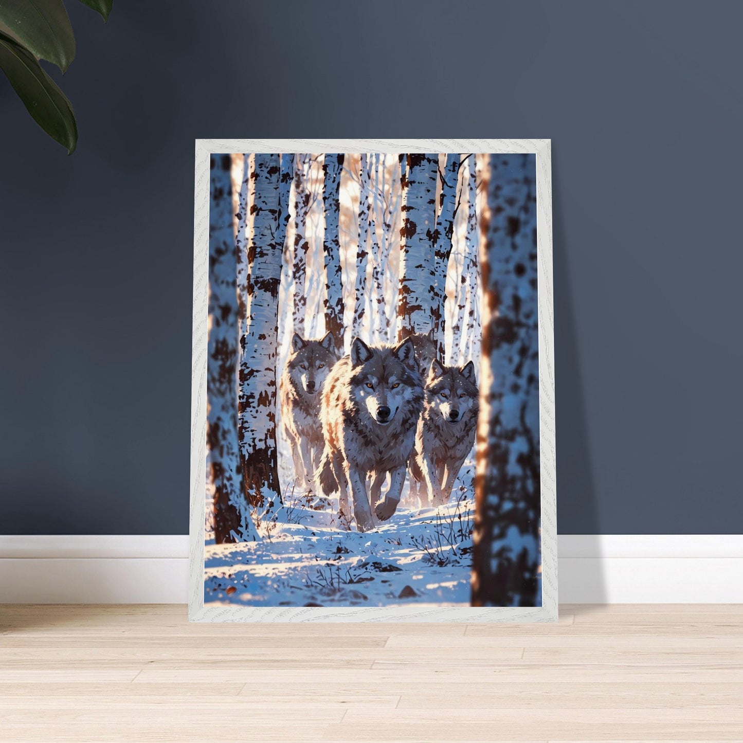 Affiche Meute de loups Encadrée, cadre blanc 45x60 cm