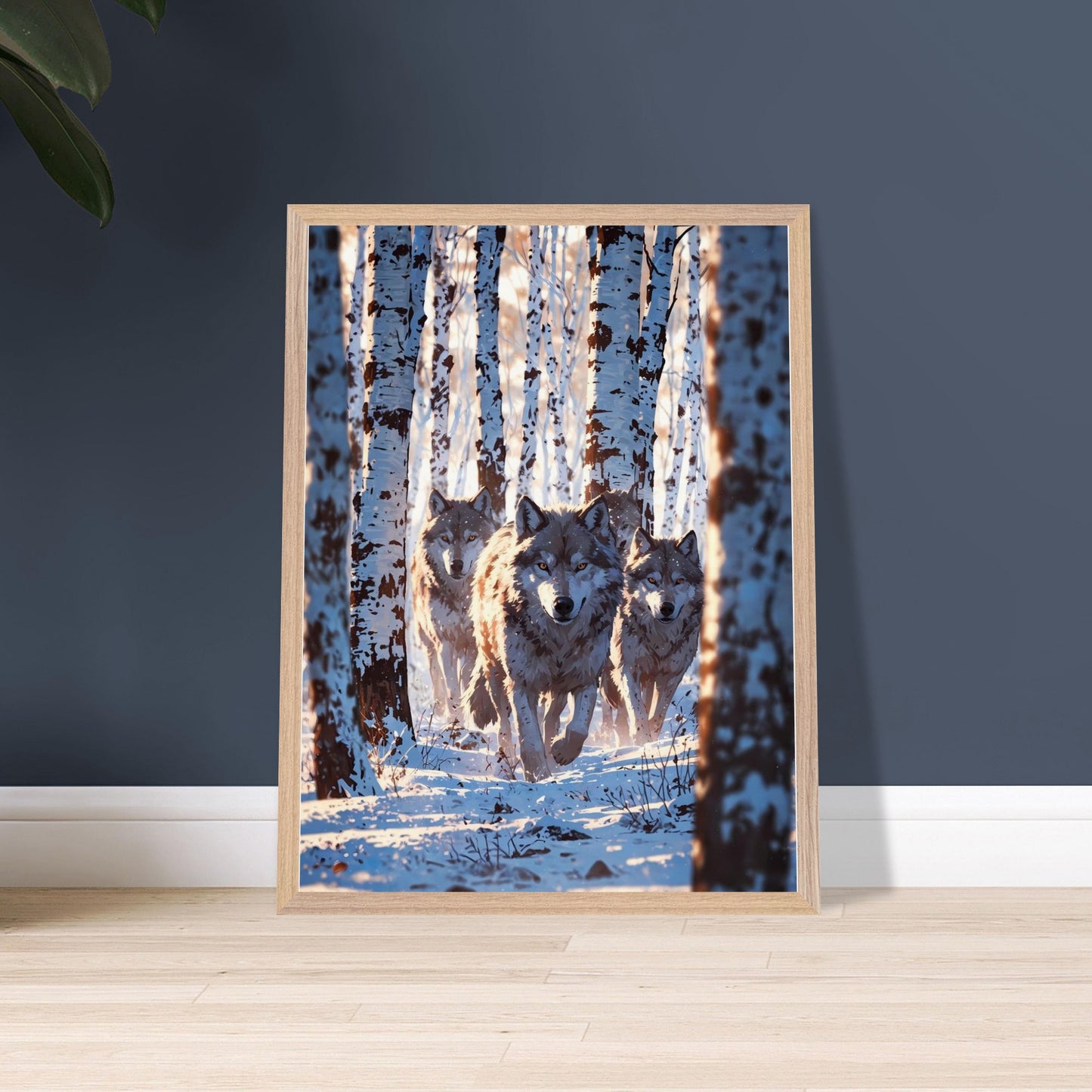 Affiche Meute de loups Encadrée, cadre bois 45x60 cm