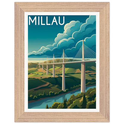 Affiche Millau - Encadrée, cadre bois 15x20 cm