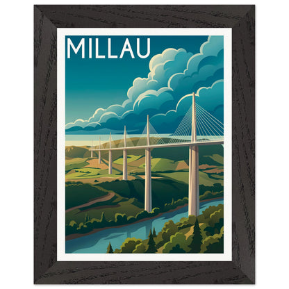 Affiche Millau - Encadrée, cadre noir 15x20 cm